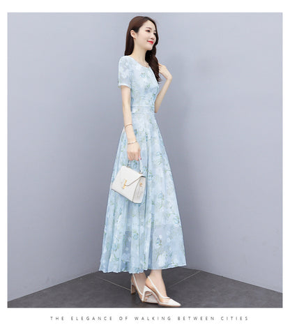 2022 Summer New Bohemian Long Dress to Ankle Chiffon dress Super Long Seaside Holiday Beach Dress for Women