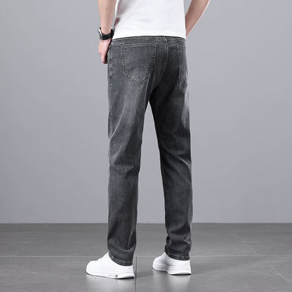Light Luxury Smoke Grey Jeans Men's Straight Loose Summer Thin Men's Pants 2025 New Casual Trendy Trousers