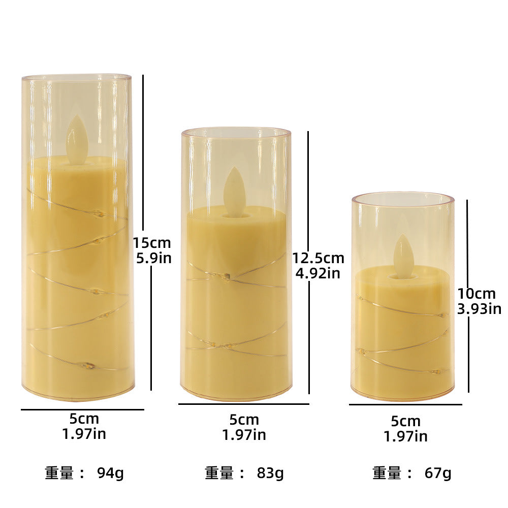 Flameless Candle Battery Powered Candle LED Fairy Light Plexiglass Candle with Remote Control Holiday Candle