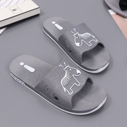 Summer Pvc Bathroom Slippers Home Cartoon Couple Slippers Indoor Cute Bath Non-Slip Sandals Women's Stall