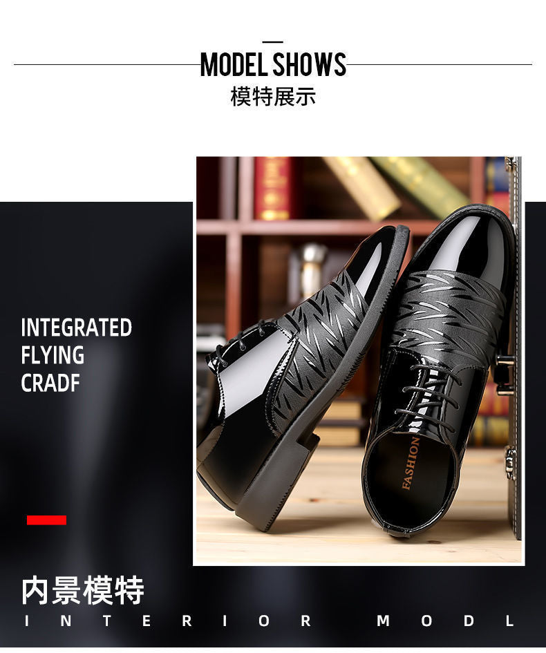 Men's Leather Shoes Men's Shoes 2020 Spring New Youth Business British Black Casual Breathable Dress Shoes