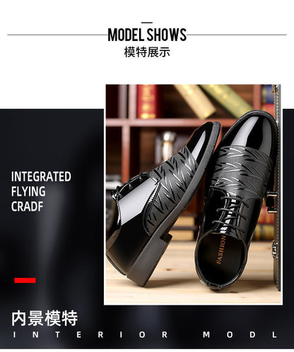Men's Leather Shoes Men's Shoes 2020 Spring New Youth Business British Black Casual Breathable Dress Shoes