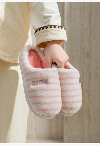 Cotton Slippers for Women in Autumn and Winter Indoor Home Non-Slip Thick-Soled Couple Style Plush Warm and Comfortable Home Cotton Slippers for Men