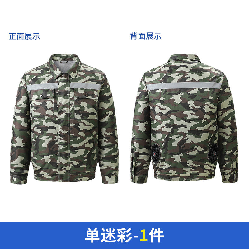Cross-Border Cooling Air-Conditioning Clothing with Reflective Strips and Fan Cooling Clothing for Men and Women Labor Protection Summer Outdoor Work Clothes