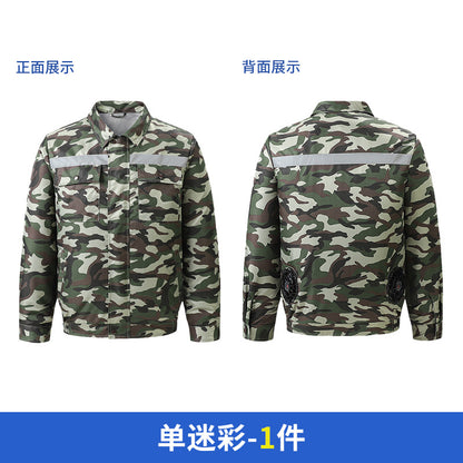 Cross-Border Cooling Air-Conditioning Clothing with Reflective Strips and Fan Cooling Clothing for Men and Women Labor Protection Summer Outdoor Work Clothes