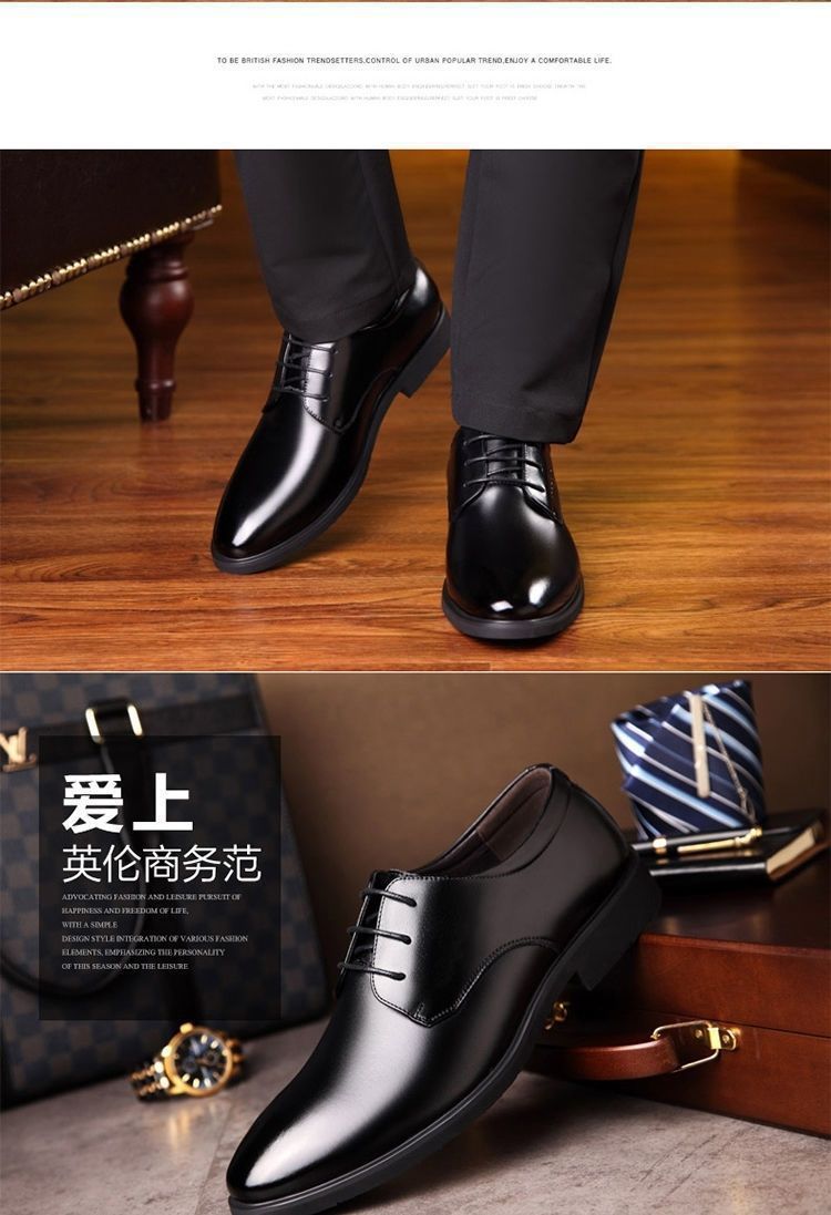 [100% cowhide] 2023 new autumn genuine leather shoes men's non-slip breathable business work shoes dad shoes