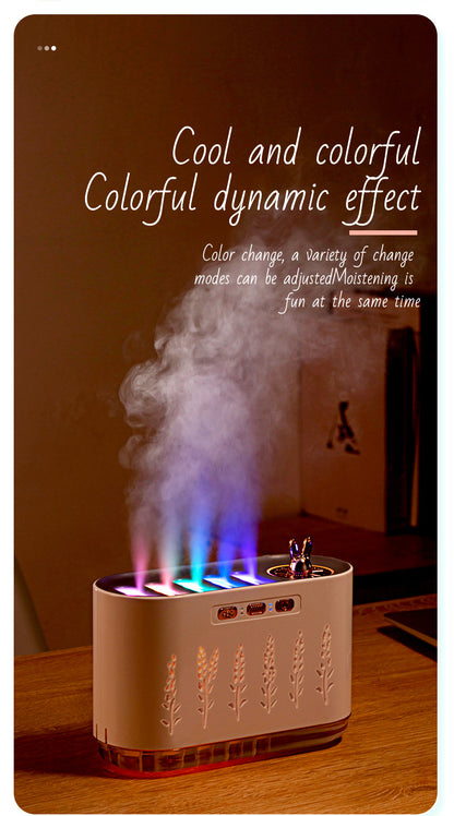 Cross-border New Air Humidifier Home Silent Bedroom Five-hole Spray Aromatherapy Creative Dynamic Colorful Voice Control Pick-up