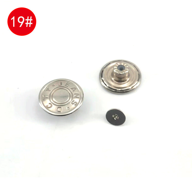 Wholesale In-Stock Waist-Cinching Button-Free Detachable Jeans Buttons, Eco-Friendly Buttons, Screw Metal I-Shaped Buckles