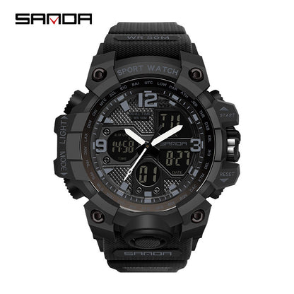Sanda Hot-Selling Watch Korean Version Student Party Multi-Functional Waterproof Alarm Clock Electronic Watch Cool Dual Display Luminous Sports Watch by PDG ibma