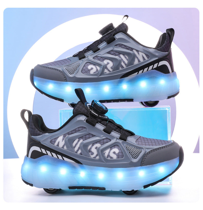 Cross-Border Children's Four-Wheel Roller Shoes, Boys' Light-Up Shoes, Detachable Girls' Student Sports Shoes, Children's Roller Skating Shoes