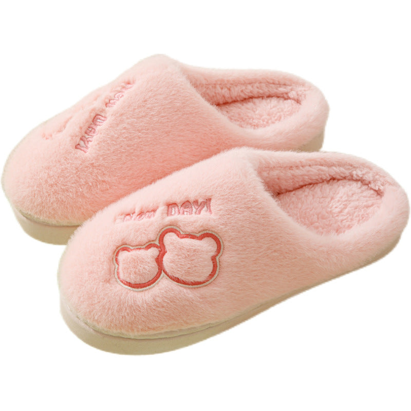 Cold-Proof Cotton Slippers for Women, Autumn and Winter Indoor Home Non-Slip Couple's Thick-Soled Furry Slippers for Men, Winter Home Use