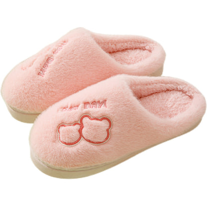 Cold-Proof Cotton Slippers for Women, Autumn and Winter Indoor Home Non-Slip Couple's Thick-Soled Furry Slippers for Men, Winter Home Use