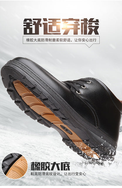 Popular men's cotton shoes genuine leather cotton boots pilot quick-heating shoes fleece-lined warm cotton leather shoes wool warm snow boots