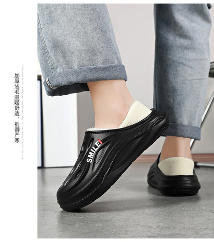 Cotton Slippers for Home, High-End, Daily Wear, 2025 New Style Fleece-Lined Warm Cotton Shoes for Men, Cotton Tow