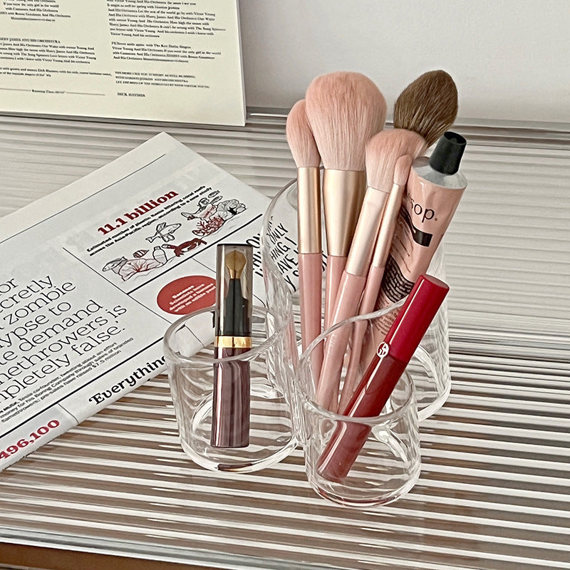 Simple Transparent Acrylic Cosmetic Brush Storage Bucket Desktop Student Pen Conner Desktop Cosmetic Lipstick Storage Box