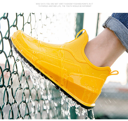 Cross-border Explosions Fashion Rain Boots Men's Non-slip Rubber Shoes Thick Sole Wear-resistant Outer Wear Rain Boots Non-slip Kitchen Water Shoes Men