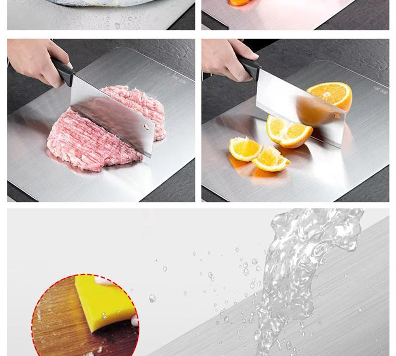 Manufacturer Wholesale Cross-Border 201 Stainless Steel Cutting Board, Thickened Anti-Mold Antibacterial Double-Sided Chopping Board, Kitchen Cutting Board