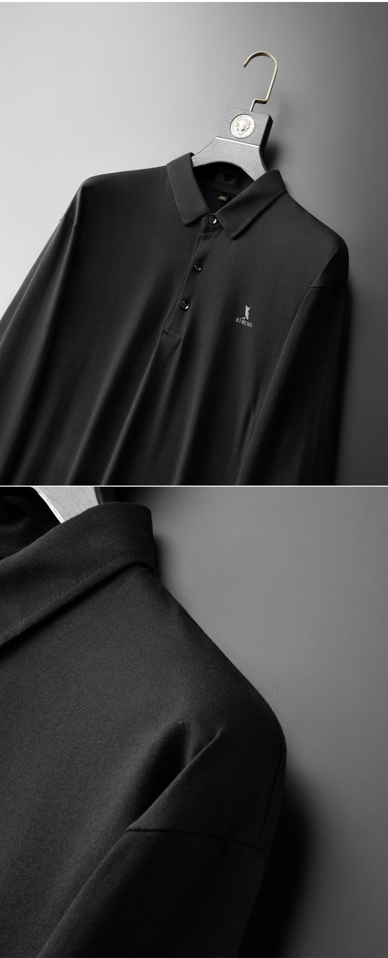 Fat guy lapel long-sleeved T-shirt men's plus size polo shirt fat youth autumn T-shirt bottoming shirt