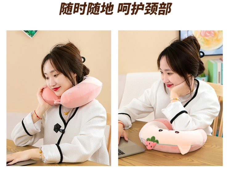 Neck Pillow Travel Memory Foam U-shaped Pillow Cartoon Gift Sponge Sleeping Neck Pillow Embroidery Slow Rebound Nap Pillow
