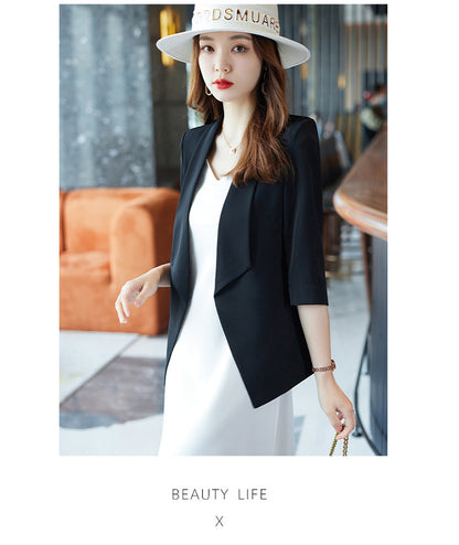 [Three-Quarter Sleeve Dress] Women's Formal Suit Dress, Korean Style Fashion Professional Attire, Small Blazer Dress for Spring and Summer