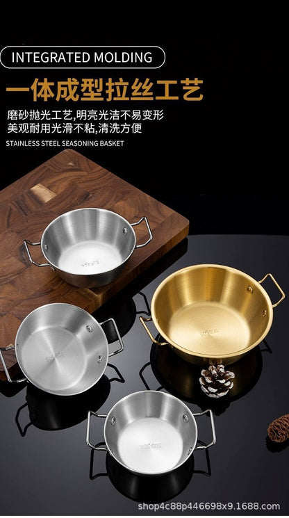 304 stainless steel bowl double ear bowl salad bowl snacks French fries fried chicken nuggets plate hot pot sauce bowl cooking bowl