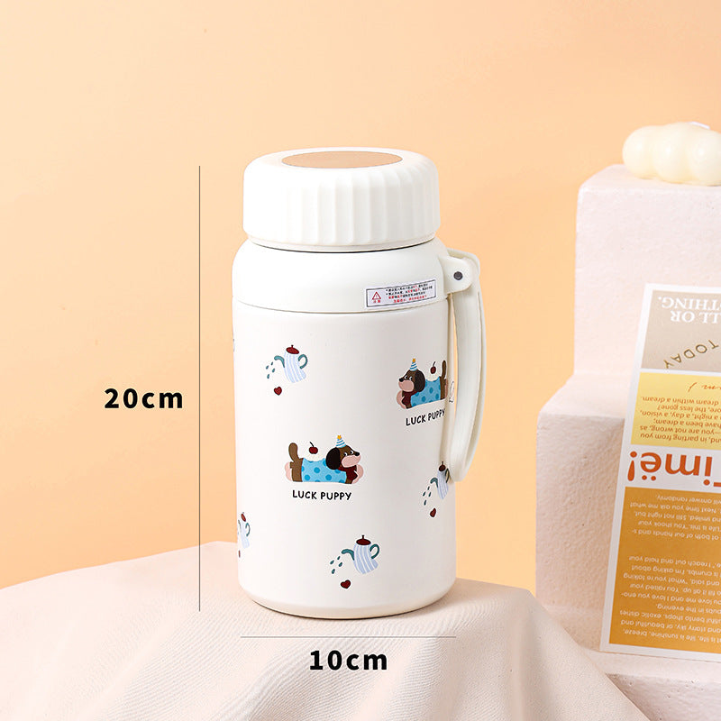 Cartoon cute high-value large-capacity new thermos stainless steel outdoor sports portable rope coffee cup