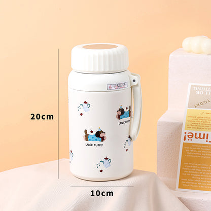 Cartoon cute high-value large-capacity new thermos stainless steel outdoor sports portable rope coffee cup