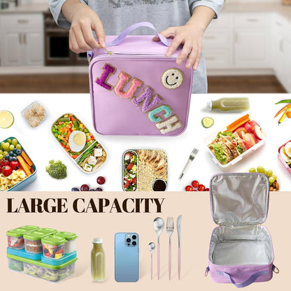 Amazon Explosions Smiley Letters Portable Lunch Bag Outdoor Portable Aluminum Film Fresh-keeping Bag Insulation Bag Cross-border Exclusive