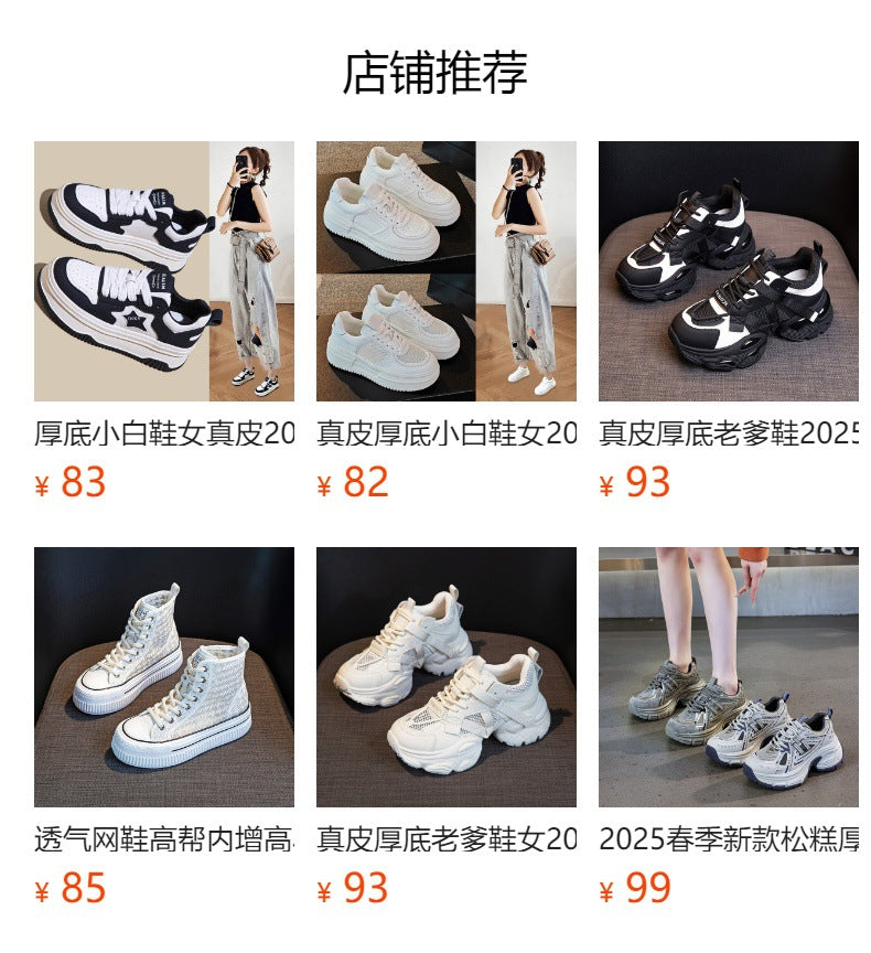 Thick-Soled Dad Shoes for Women 2025 Summer New Versatile Height-Increasing Breathable Mesh Sports Casual Shoes Platform Heel