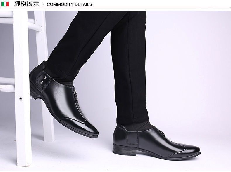 Men's Business Formal Wear Genuine Leather Black Patent Leather Shoes Men's Trendy Shoes for Work Spring and Autumn Korean Style British Pointed Toe Men's Shoes
