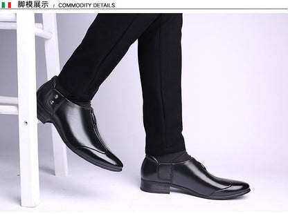 Men's Business Formal Wear Genuine Leather Black Patent Leather Shoes Men's Trendy Shoes for Work Spring and Autumn Korean Style British Pointed Toe Men's Shoes