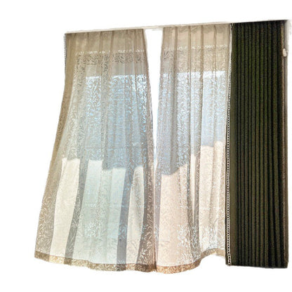 Ankra Brown Shading Bedroom Curtain New Full Shading Living Room High-Level Light Luxury Chenille Cream Curtain