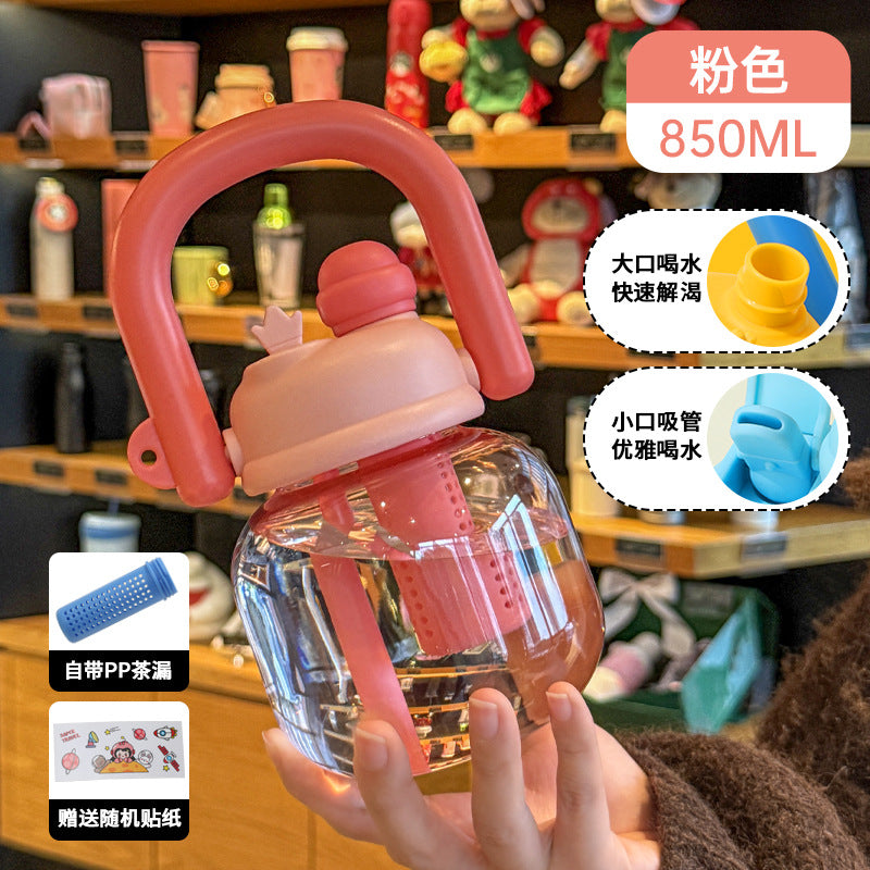 Wholesale Large-Capacity Plastic Straw Cups for Summer, Suitable for Men and Women, with a High Aesthetic Appeal, Portable Outdoor Sports Water Bottles for Children