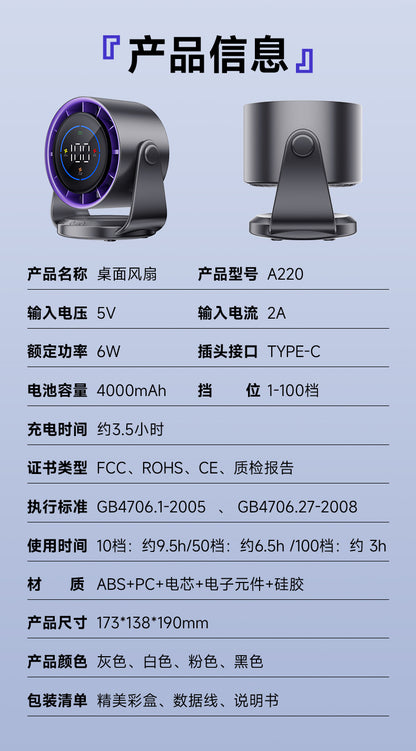 New air circulation fan large wind mute fan non-perforated wall hanging kitchen dormitory desk face exposure fan