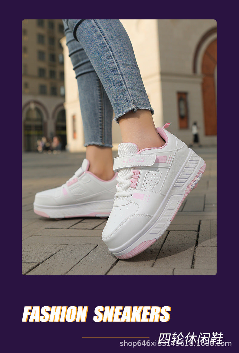 New heelloo shoes four-wheel skates adult detachable student men's and women's two-wheel flying shoes wheeled shoes generation