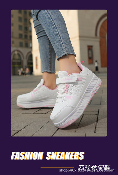 New heelloo shoes four-wheel skates adult detachable student men's and women's two-wheel flying shoes wheeled shoes generation