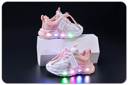 Children's Sports Light-up Gradient Shoes 2025 New Female Torre Shoes Small and Medium-sized Kids Boys and Students LED Luminous Running Shoes