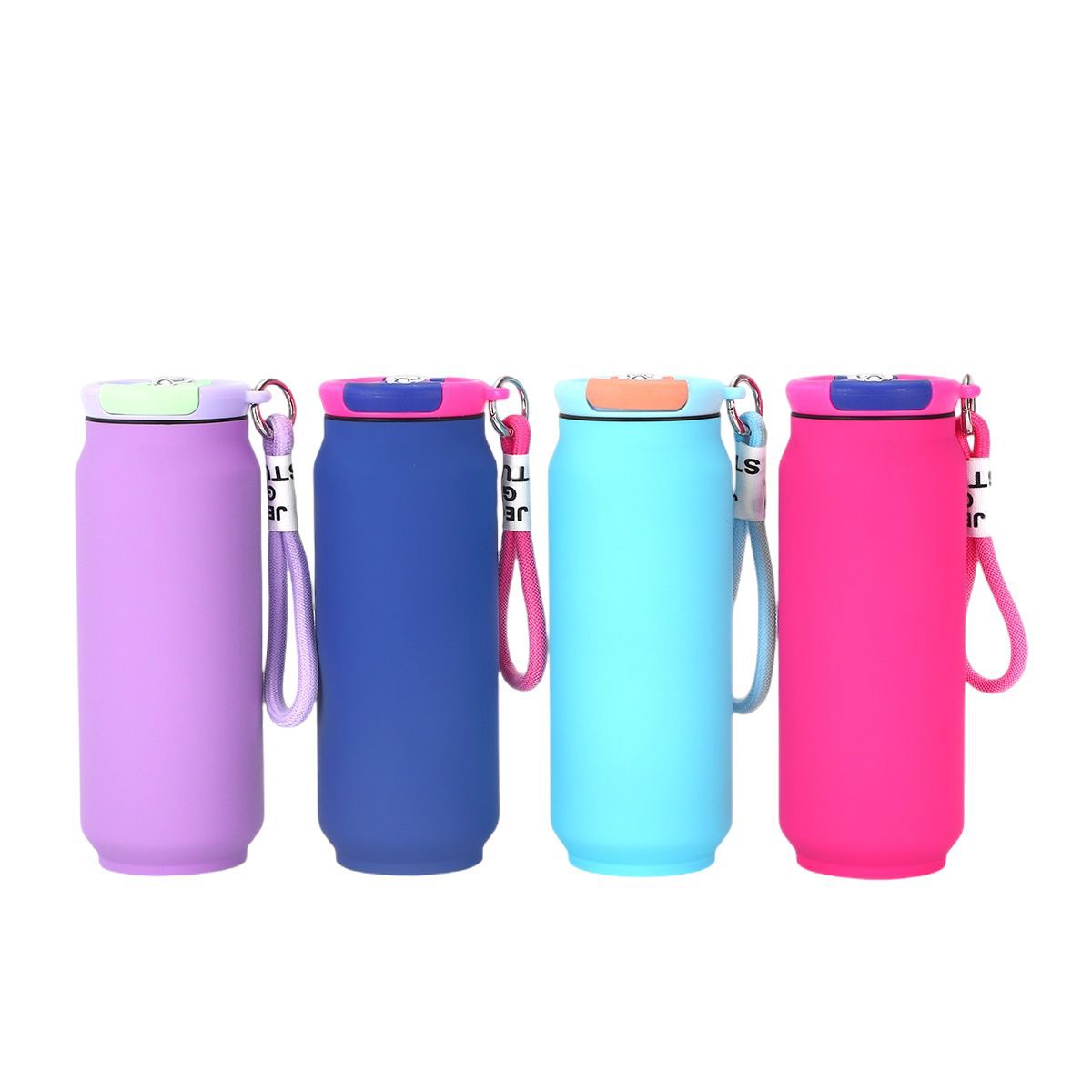 New Style 304 Stainless Steel Thermos Outdoor Portable Cans Lanyard Accompaniably Cups Solid Color Household Straight Water Cup