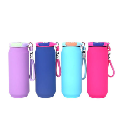 New Style 304 Stainless Steel Thermos Outdoor Portable Cans Lanyard Accompaniably Cups Solid Color Household Straight Water Cup