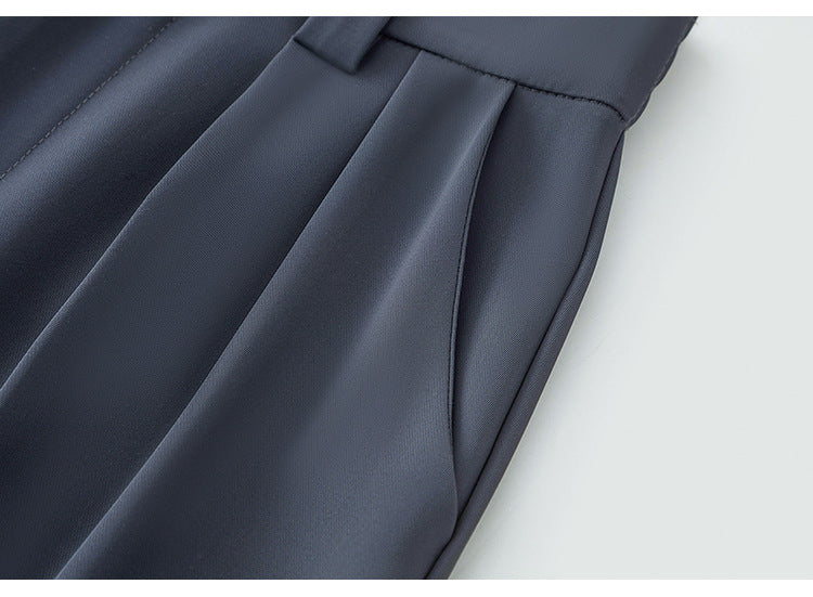 New Style Ice Silk Suit Pants for Petite Women, Cropped Straight-Leg Pants, Summer Thin Cigarette Pants, Free Shipping