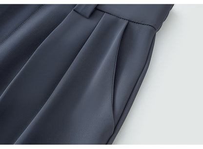 New Style Ice Silk Suit Pants for Petite Women, Cropped Straight-Leg Pants, Summer Thin Cigarette Pants, Free Shipping