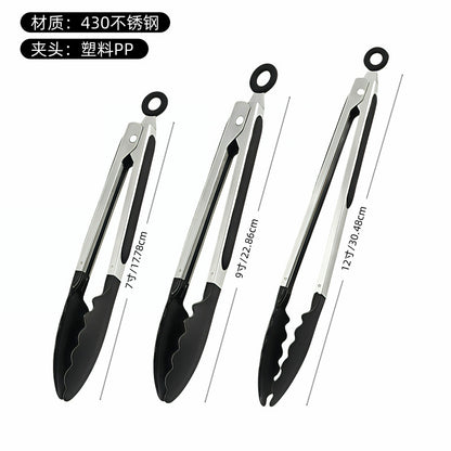 Cross-Border Silicone Clips, High Temperature Resistant Kitchen Anti-Scalding Barbecue Barbecue Clips, Food Clips, Household Stainless Steel Steak Clips