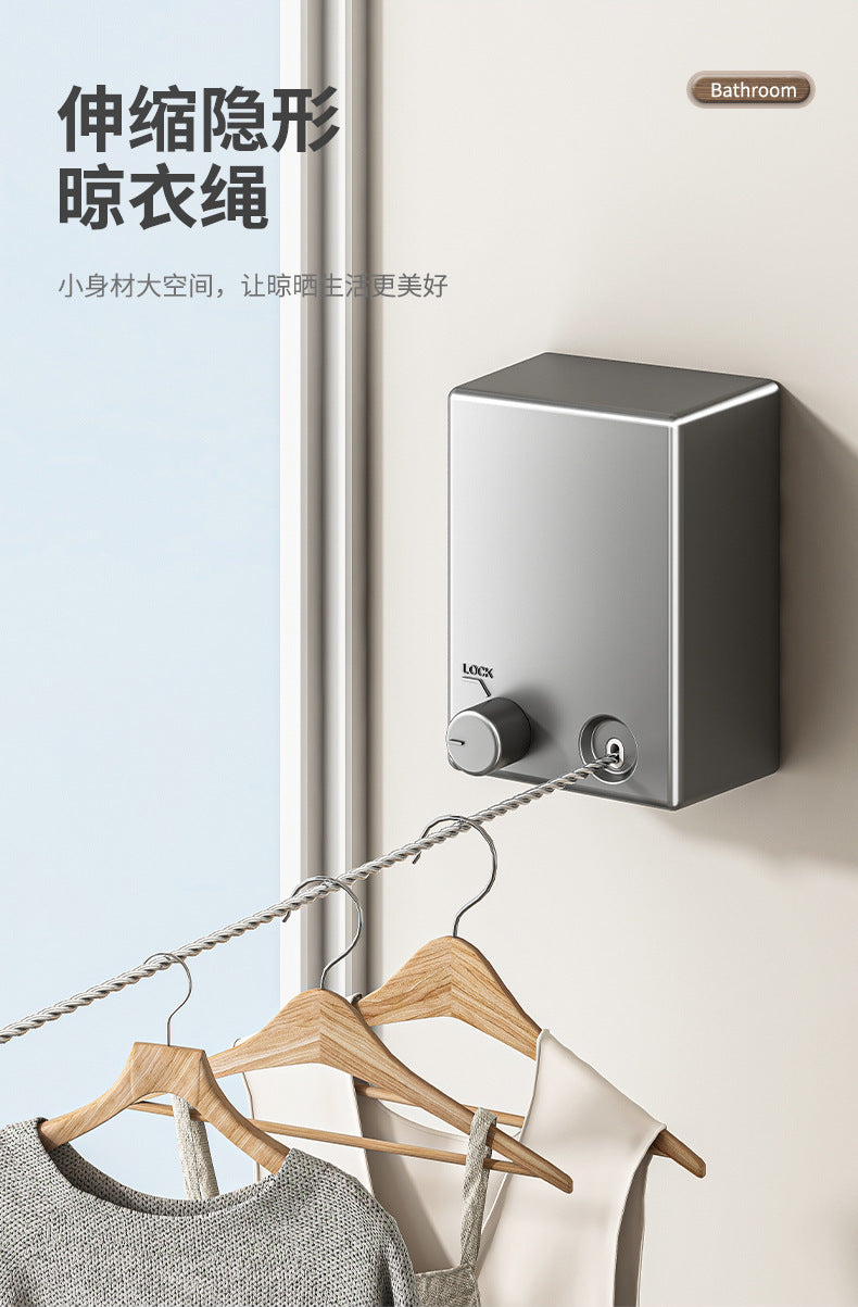 Invisible Clothesline Clothes Artifact Rope Indoor Punch-free Toilet Invisible Telescopic Balcony Rack