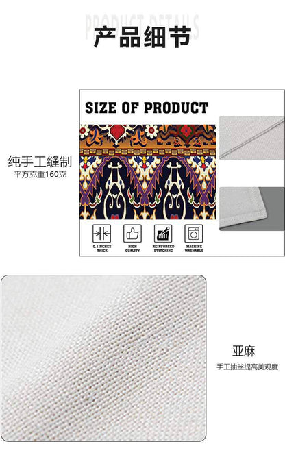 New European Style Textured Printed Table Flag Cross-Border Linen Restaurant Decoration Bohemian Style Long Tablecloth Wholesale