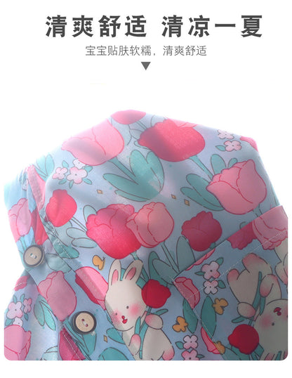 Children's Home Clothes Cotton Silk Suit Summer Boys and Girls Pajamas Artificial Cotton Two-Piece Set Cotton Silk Air-Conditioned Clothes Kidsren's Clothing