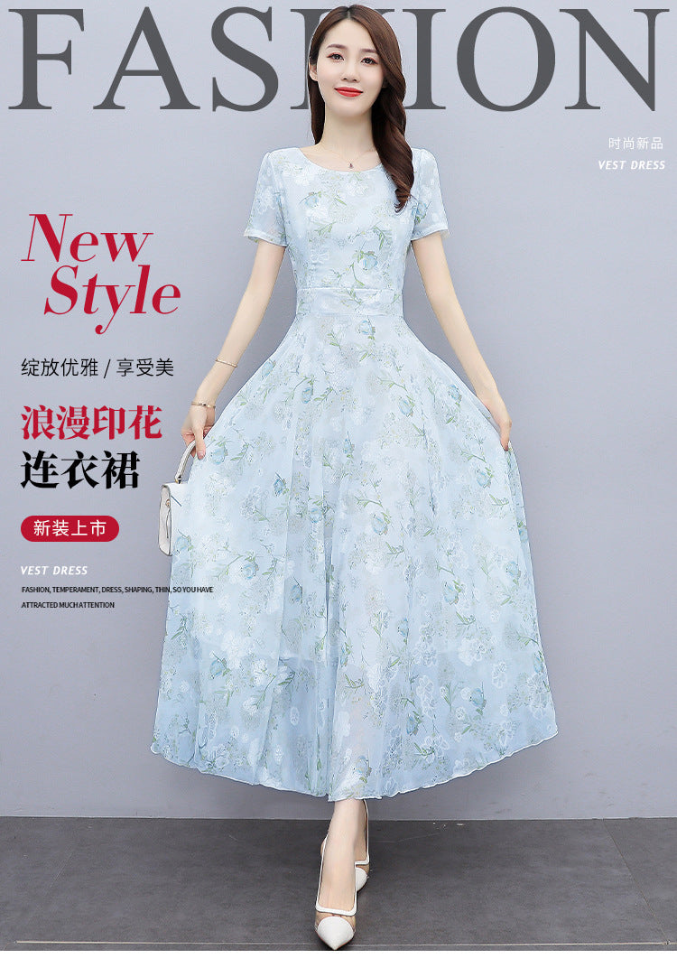 2022 Summer New Bohemian Long Dress to Ankle Chiffon dress Super Long Seaside Holiday Beach Dress for Women