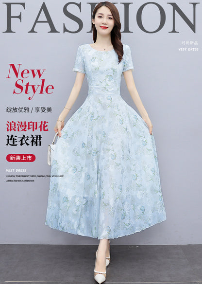 2022 Summer New Bohemian Long Dress to Ankle Chiffon dress Super Long Seaside Holiday Beach Dress for Women