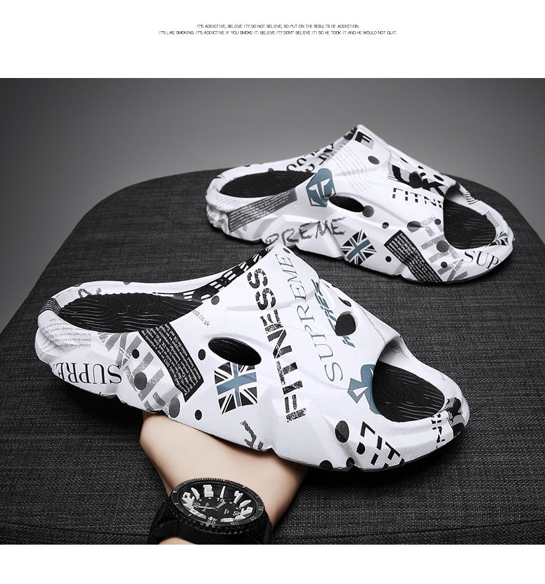 Coconut Slippers for Men to Wear Outside in Summer, Non-Slip Thick Soles for Stepping on Shit, Home Bathing, Men's Outdoor Sports Beach Sandals