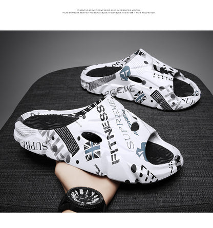 Coconut Slippers for Men to Wear Outside in Summer, Non-Slip Thick Soles for Stepping on Shit, Home Bathing, Men's Outdoor Sports Beach Sandals