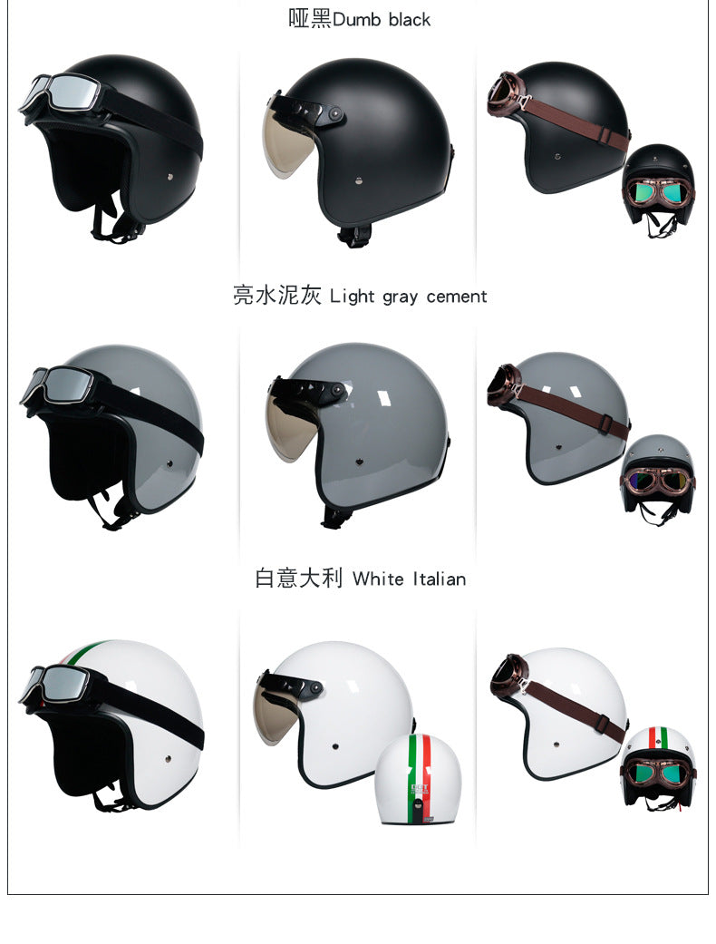 Cross-border retro helmet personality men's and women's leather helmet electric car helmet 3/4 summer helmet half helmet scooter four seasons universal